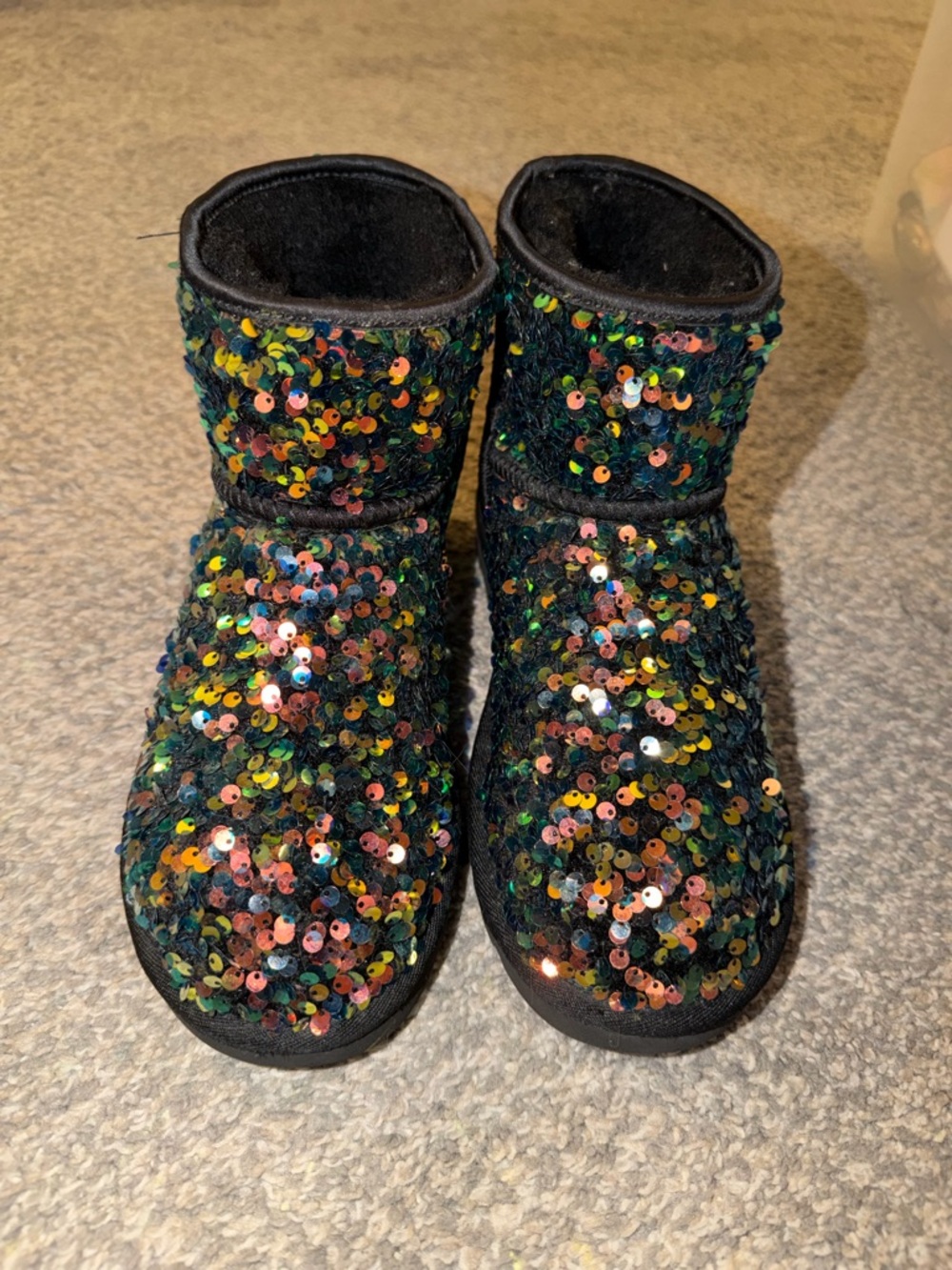 UGG Stellar Sequin Black Classic Mini Boots RARE - Picture 2 of 8
